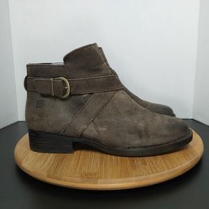 Born Trinculo Distressed Suede Leather Ankle Boots Moto Buckle Strap Sz 9